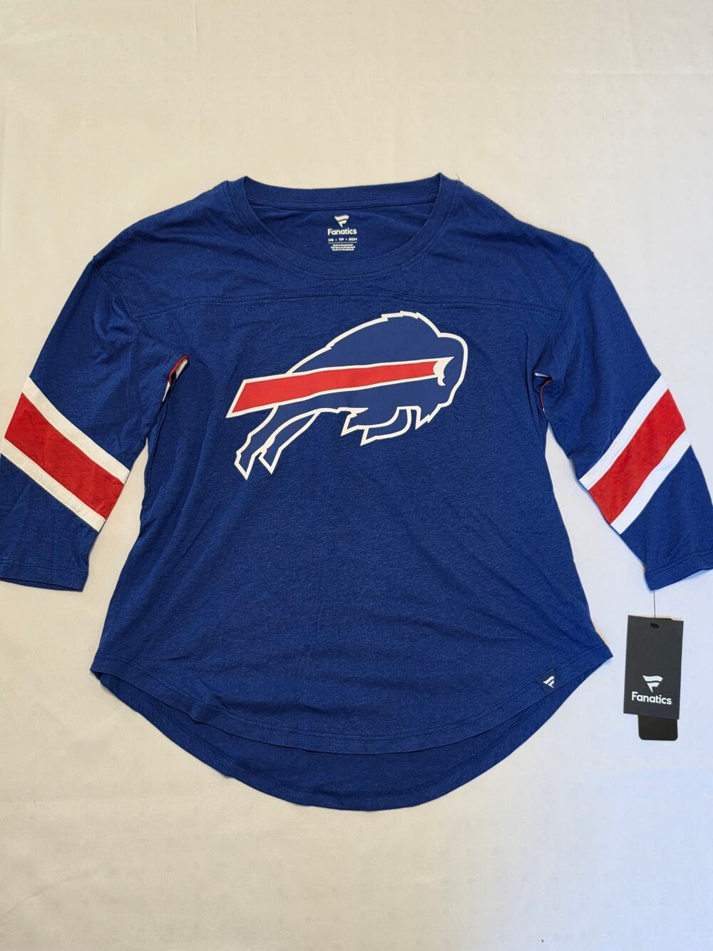 Fanatics Buffalo Bills Women’s XS Blue Long Sleeve Stripe Tee – NWT